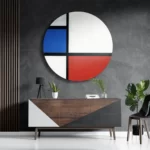 Schilderij Mondriaan de Blauwe vlakte Rond – Muurcirkel Template TP DB Rond Om 3 3