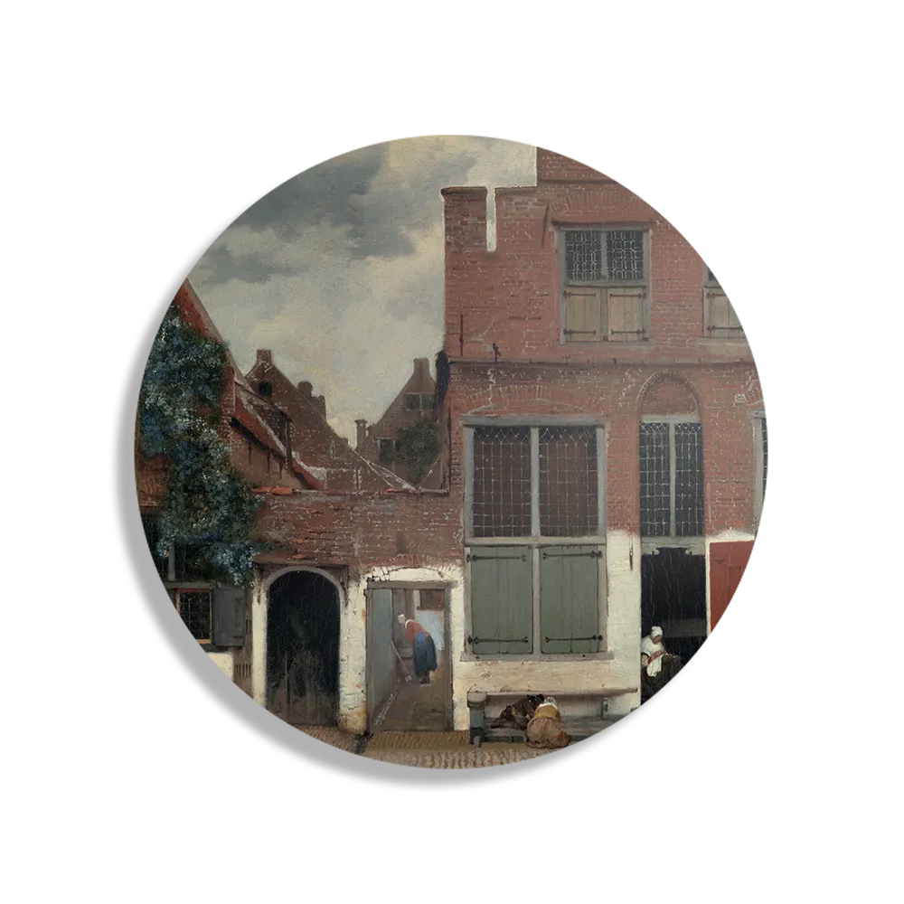 Schilderij Johannes Vermeer Gezicht op huizen in Delft 1658 Rond – Muurcirkel Template TP DB Rond Om 30 1
