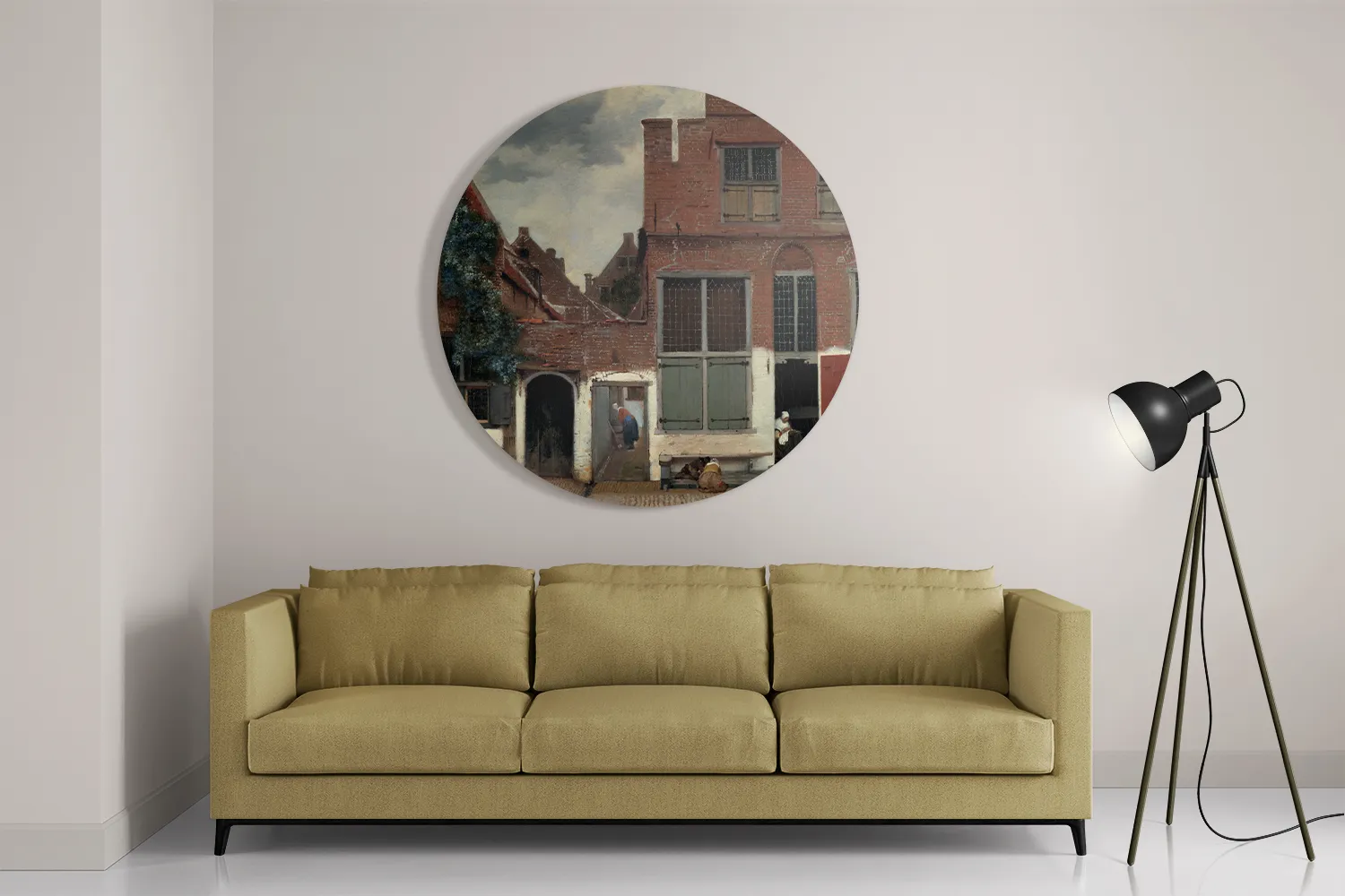 Schilderij Johannes Vermeer Gezicht op huizen in Delft 1658 Rond – Muurcirkel Template TP DB Rond Om 30 2