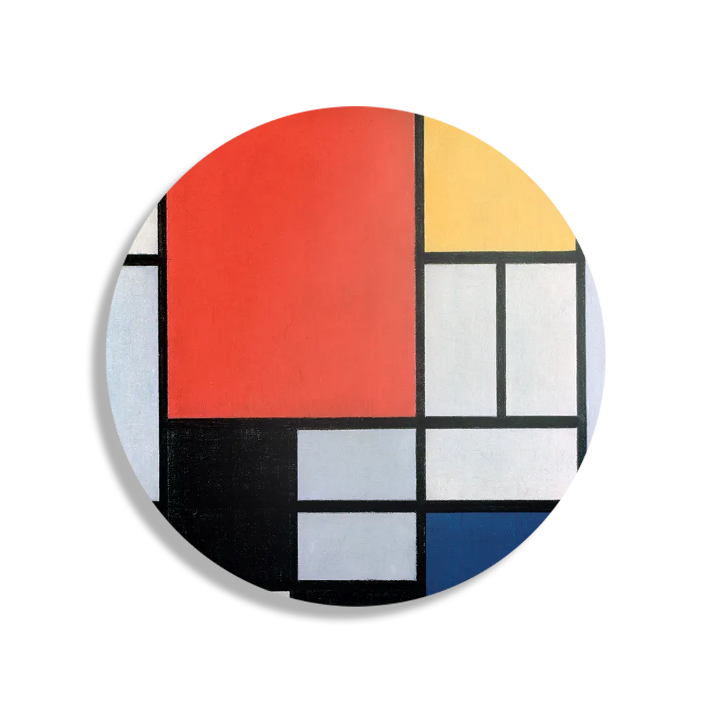 Schilderij Mondriaan Gele Hokjes Rond – Muurcirkel Template TP DB Rond Om 4 1