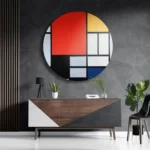 Schilderij Mondriaan Gele Hokjes Rond – Muurcirkel Template TP DB Rond Om 4 3