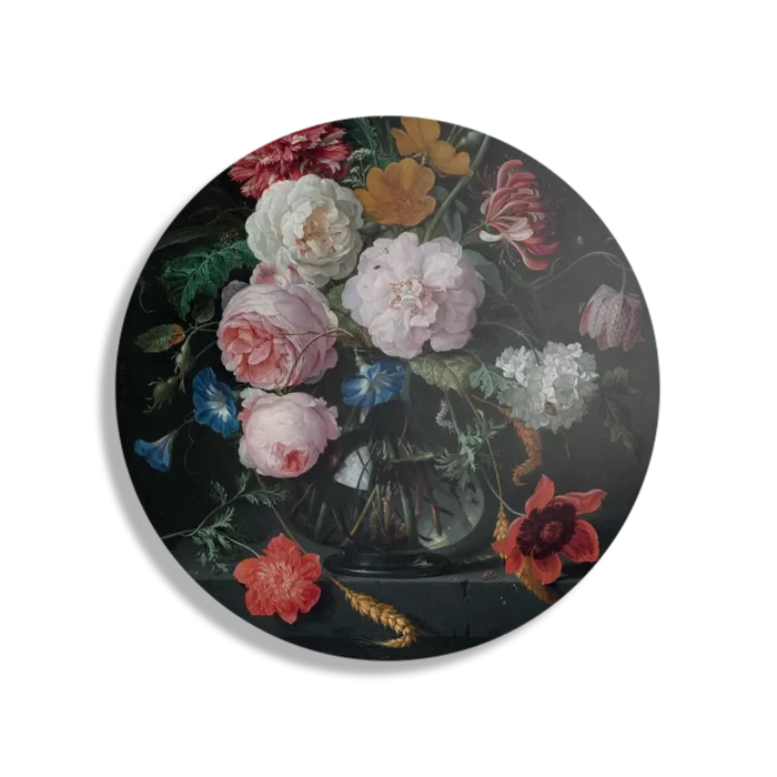 Schilderij Jan Davidsz Bloemen in een glazen vaas 1716 Rond – Muurcirkel Template TP DB Rond Om 5 1