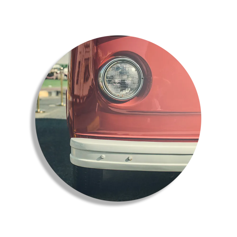 Schilderij Rood Busje Rond – Muurcirkel Template TP DB Rond Retro 10 1