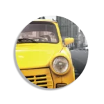 Schilderij Old School Gele Taxi 02 Rond – Muurcirkel Template TP DB Rond Retro 16 1