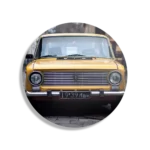 Schilderij Old School Gele Taxi 01 Rond – Muurcirkel Template TP DB Rond Retro 7 1