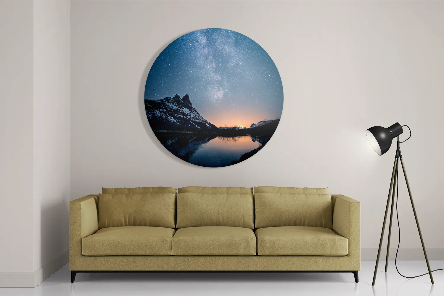 Schilderij De blauwe melkweg Rond – Muurcirkel Template TP DB Rond Ruimtevaart 19 2
