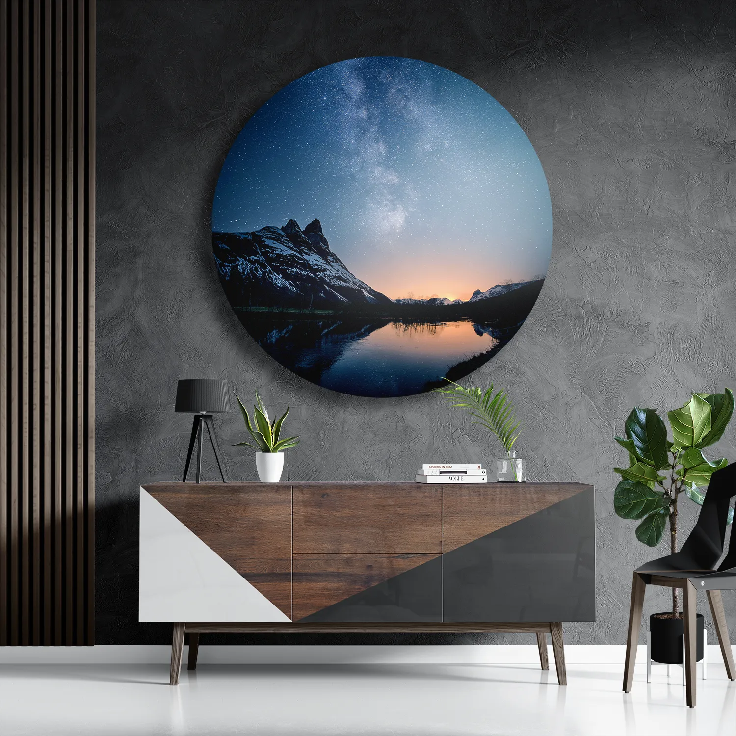 Schilderij De blauwe melkweg Rond – Muurcirkel Template TP DB Rond Ruimtevaart 19 3