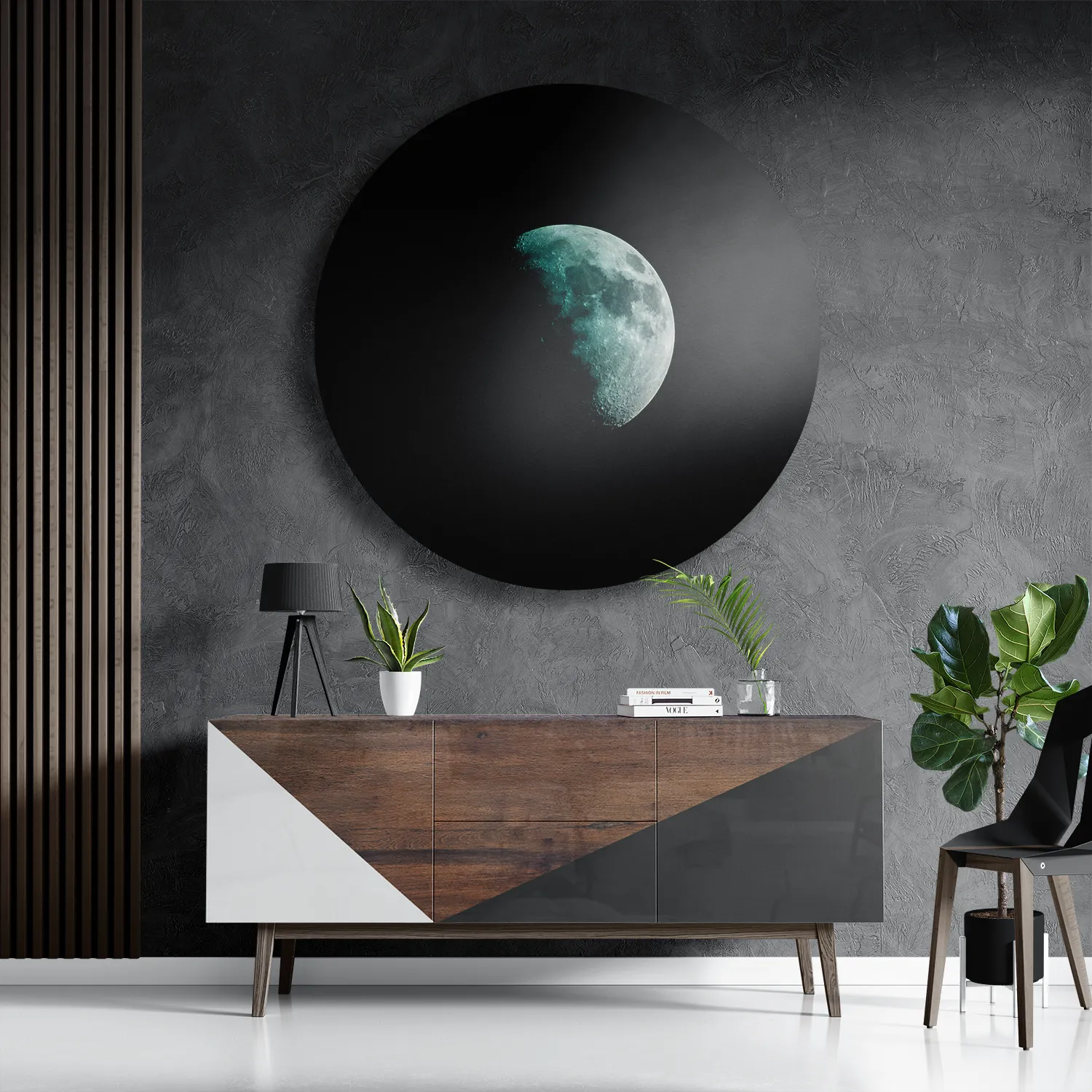 Schilderij To The Moon Rond – Muurcirkel Template TP DB Rond Ruimtevaart 2 3