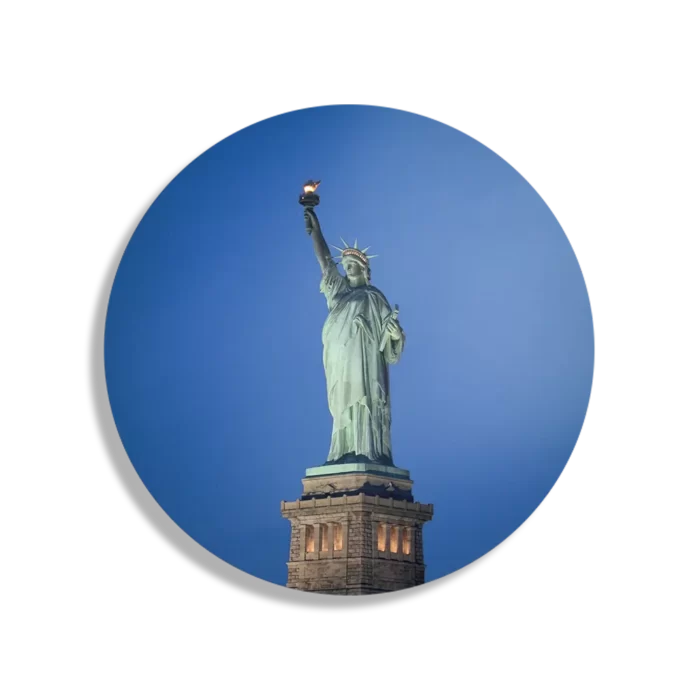 Schilderij Vrijheidsbeeld New York Donker 01 Rond – Muurcirkel Template TP DB Rond Steden 18 1
