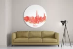 Schilderij Skyline Antwerpen Watercolor Paint Rond – Muurcirkel Template TP DB Rond Steden 2 2