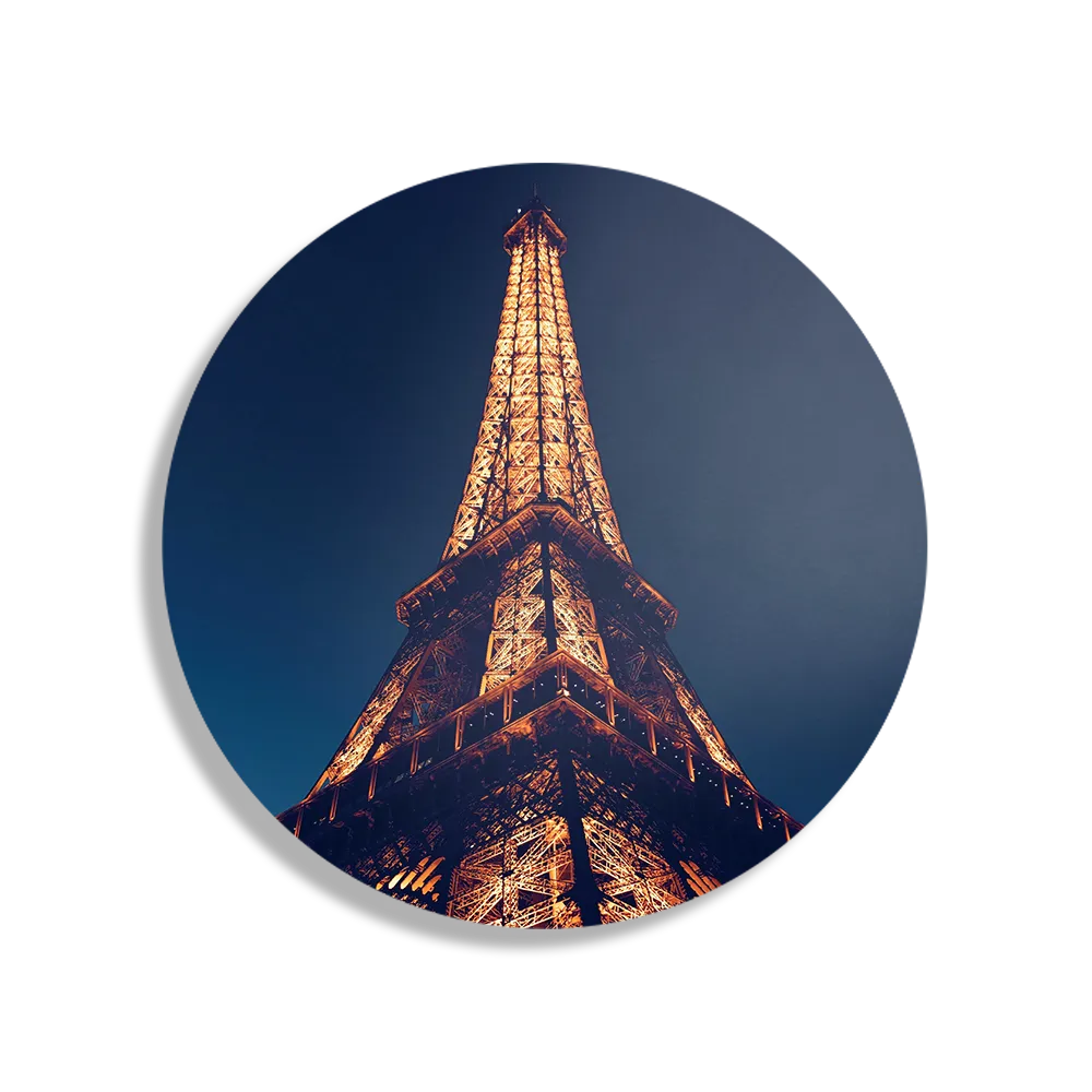 Schilderij Eiffeltoren Parijs at Night Rond – Muurcirkel Template TP DB Rond Steden 23 1