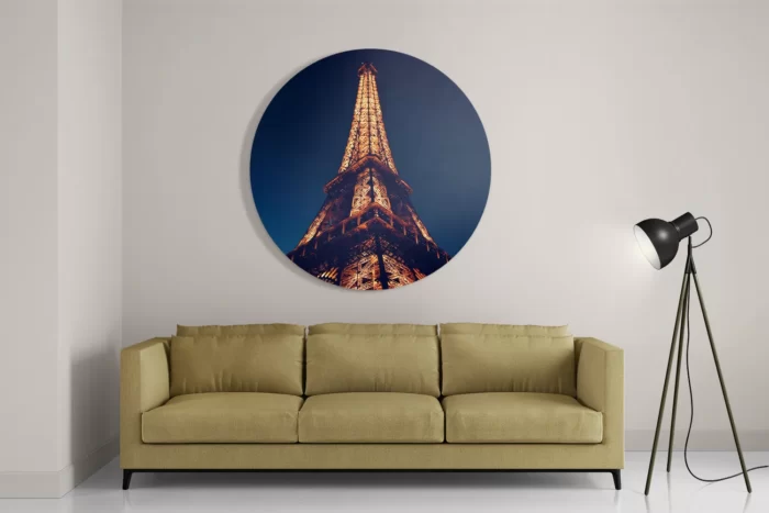 Schilderij Eiffeltoren Parijs at Night Rond – Muurcirkel Template TP DB Rond Steden 23 2
