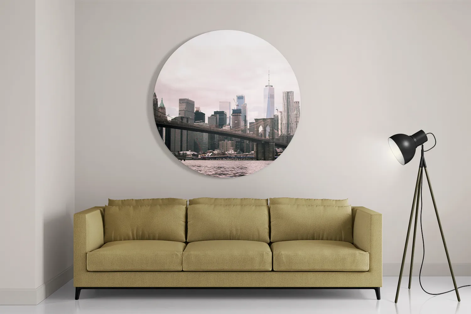 Schilderij Brooklyn Bridge New York Rond – Muurcirkel Template TP DB Rond Steden 24 2