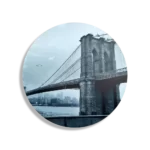 Schilderij Brooklyn Bridge New York Zwart Wit Rond – Muurcirkel Template TP DB Rond Steden 28 1