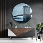 Schilderij Brooklyn Bridge New York Zwart Wit Rond – Muurcirkel Template TP DB Rond Steden 28 3