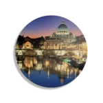 Schilderij Rivier Tiber Rome at Night Rond – Muurcirkel Template TP DB Rond Steden 29 1