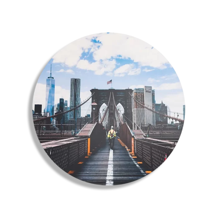 Schilderij Brooklyn Bridge New York Daglicht Rond – Muurcirkel Template TP DB Rond Steden 32 1