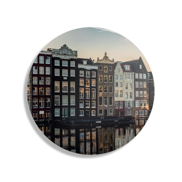 Schilderij Aan die Amsterdamse Gracht Rond – Muurcirkel Template TP DB Rond Steden 33 1