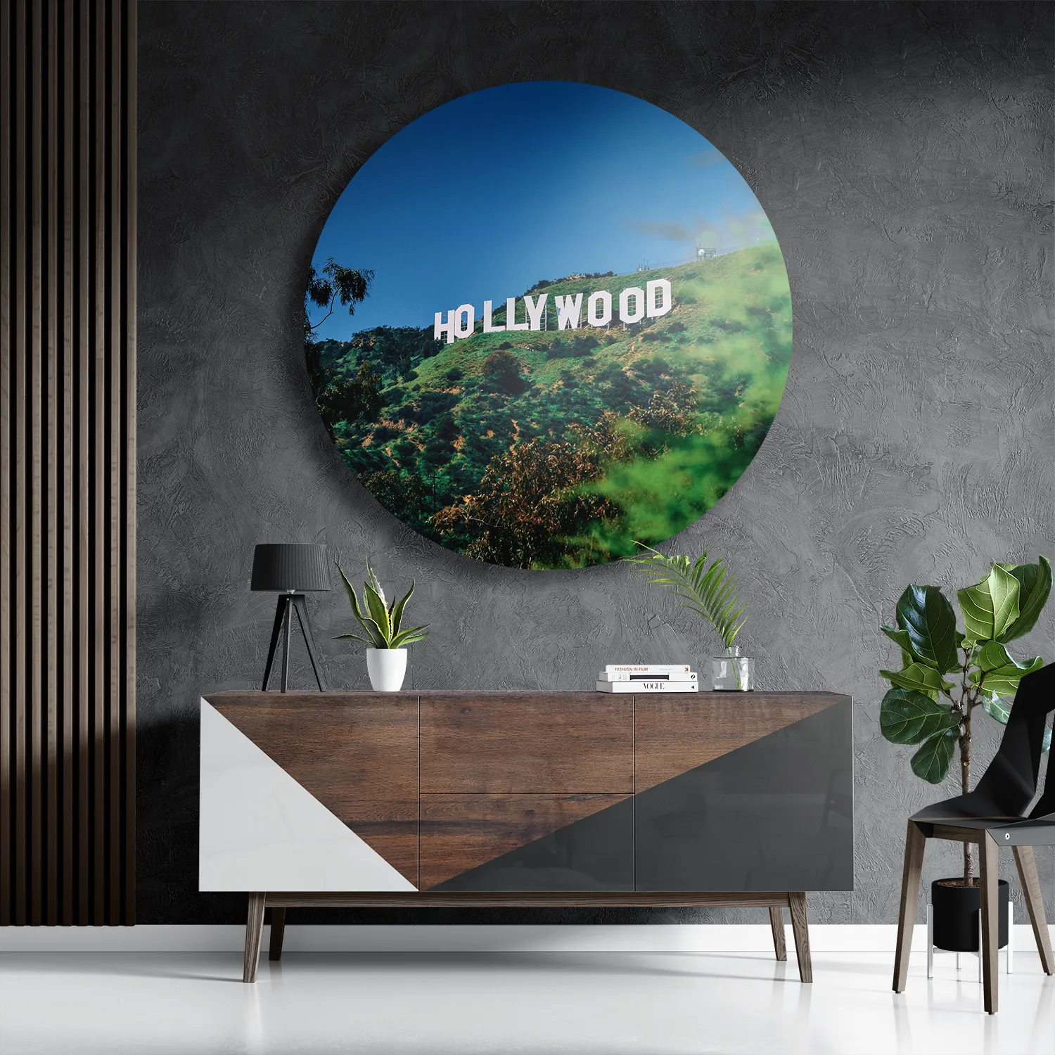 Schilderij Hollywood Letters Rond – Muurcirkel Template TP DB Rond Steden 40 3