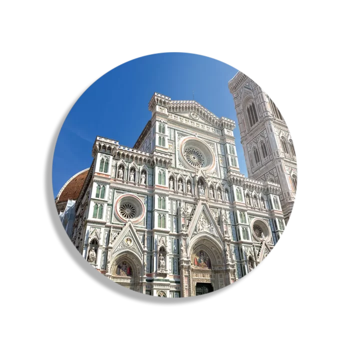 Schilderij De Kathedraal Van Florence Duomo Vooraanzicht Rond – Muurcirkel Template TP DB Rond Steden 62 1