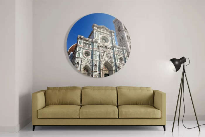 Schilderij De Kathedraal Van Florence Duomo Vooraanzicht Rond – Muurcirkel Template TP DB Rond Steden 62 2