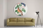 Schilderij Prent Natuur Vogel en Bloemen 01 Rond – Muurcirkel Template TP DB Rond Vintage 1 2