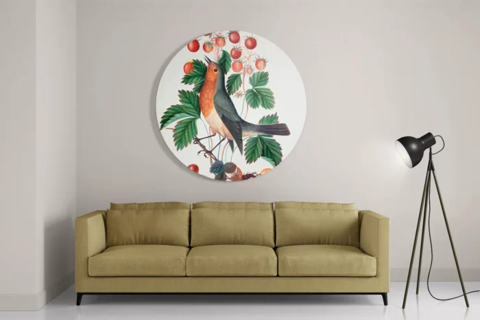 Schilderij Prent Natuur Vogel en Bloemen 11 Rond – Muurcirkel Template TP DB Rond Vintage 11 2
