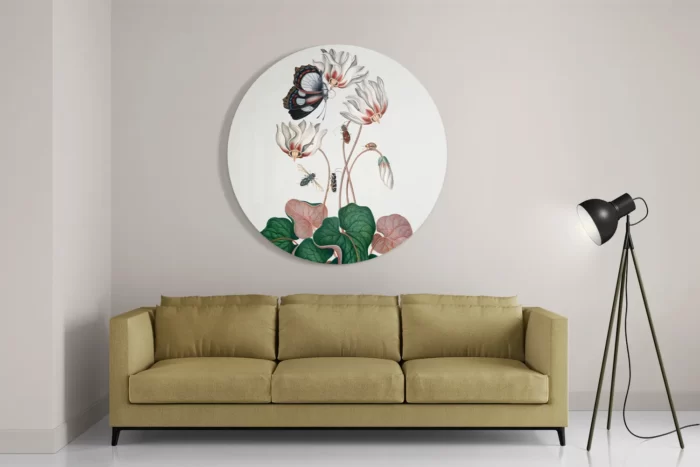 Schilderij Prent Natuur Vogel en Bloemen 12 Rond – Muurcirkel Template TP DB Rond Vintage 12 2