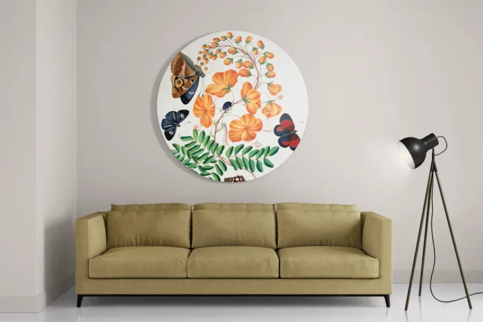 Schilderij Prent Natuur Vogel en Bloemen 13 Rond – Muurcirkel Template TP DB Rond Vintage 13 2