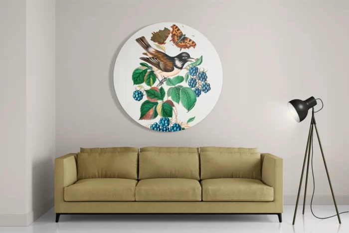 Schilderij Prent Natuur Vogel en Bloemen 14 Rond – Muurcirkel Template TP DB Rond Vintage 14 2
