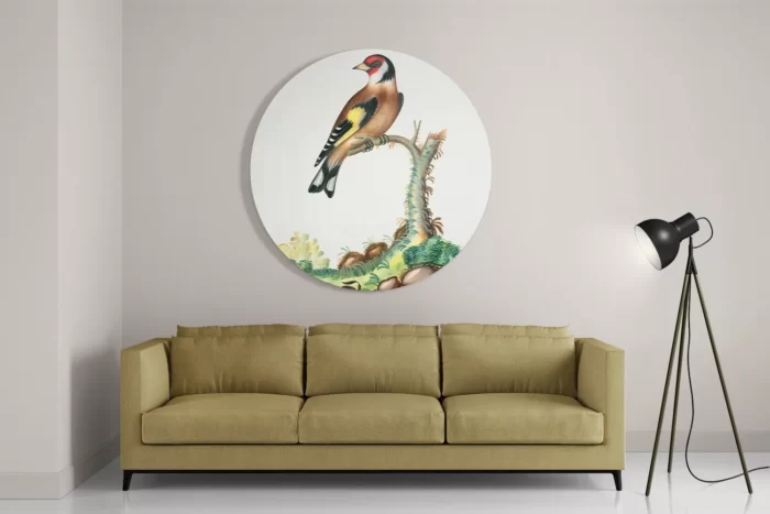 Schilderij Prent Natuur Vogel en Bloemen 15 Rond – Muurcirkel Template TP DB Rond Vintage 15 2