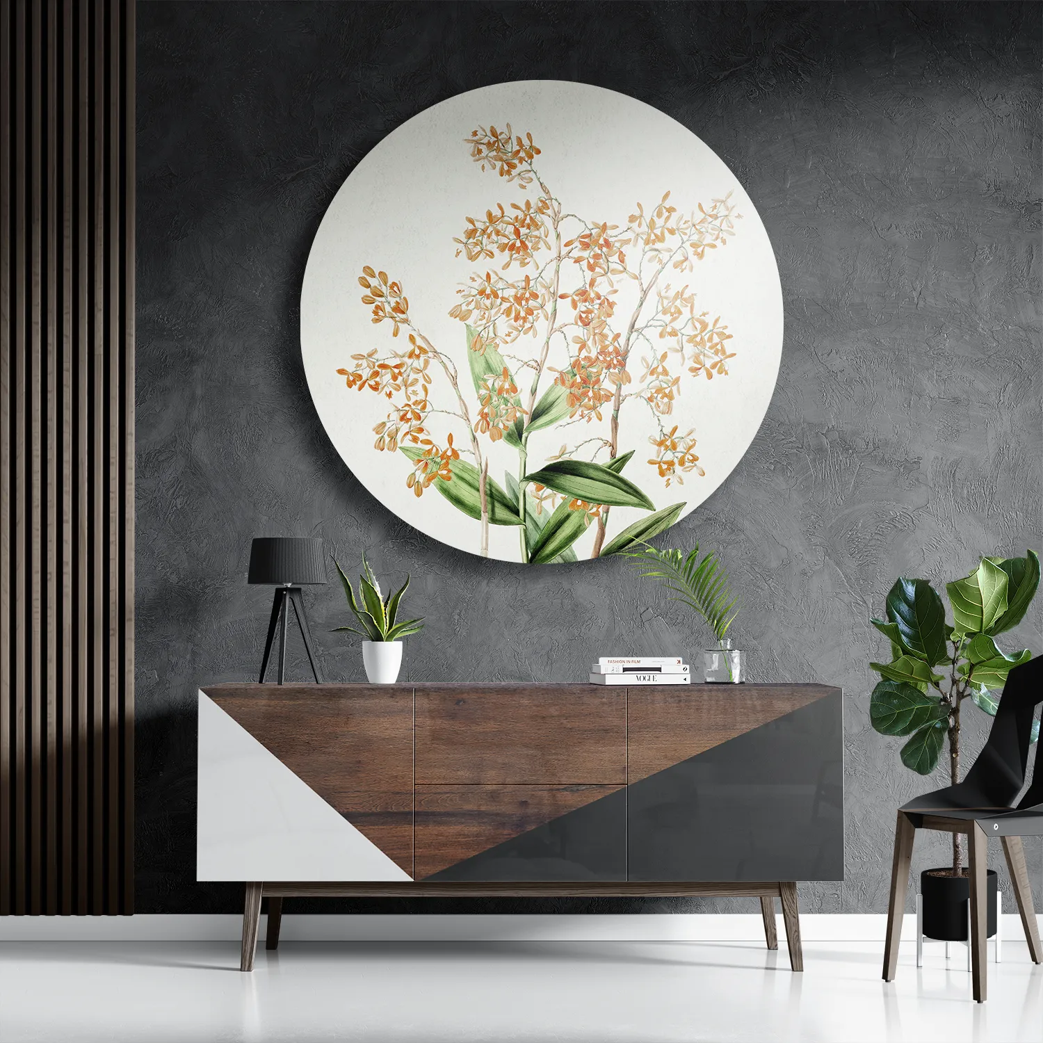 Schilderij Prent Bloemen Rond – Muurcirkel Template TP DB Rond Vintage 16 3