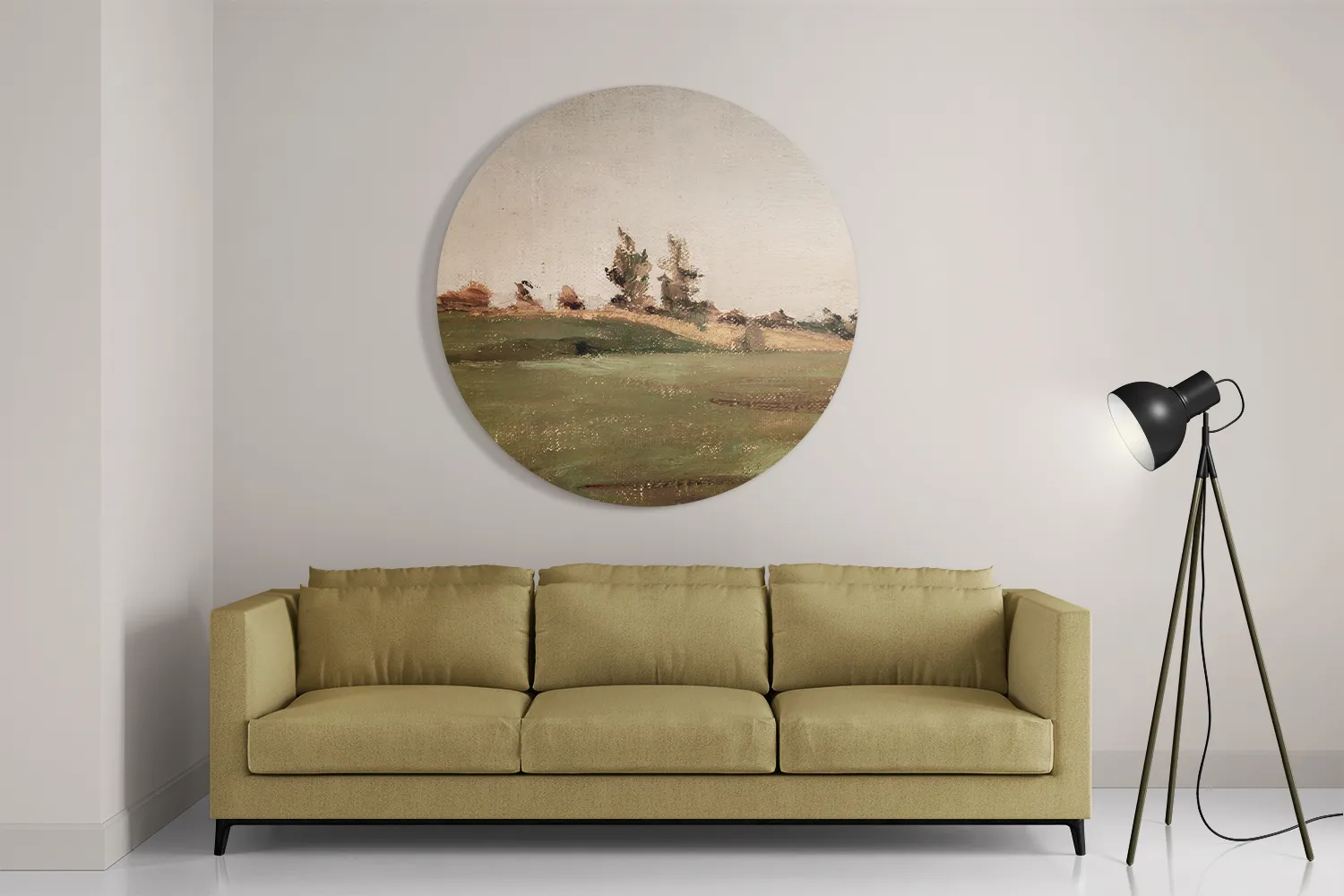 Schilderij Het Landschap van Vroeger 01 Rond – Muurcirkel Template TP DB Rond Vintage 17 2