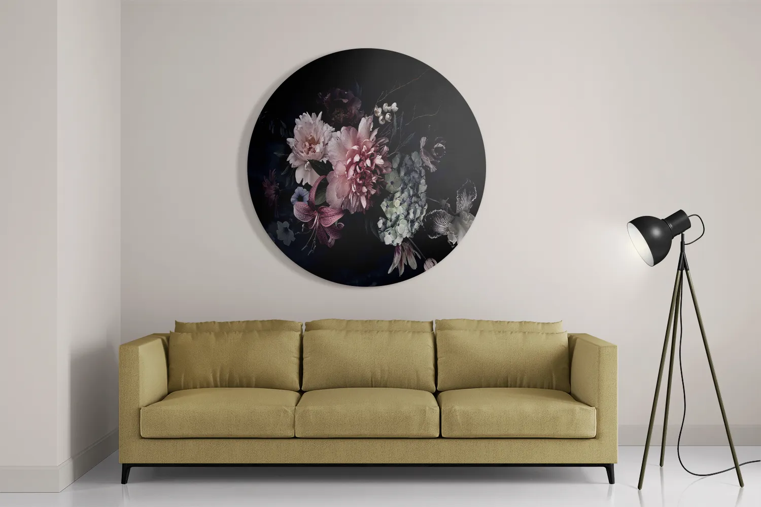 Schilderij Modern Stil Leven Bloemen 03 Rond – Muurcirkel Template TP DB Rond Vintage 24 2