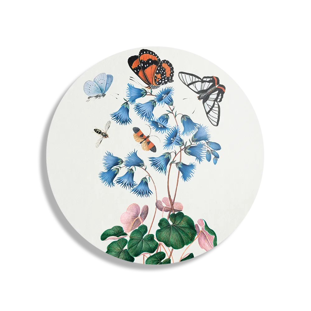 Schilderij Prent Natuur Vogel en Bloemen 04 Rond – Muurcirkel Template TP DB Rond Vintage 4 1