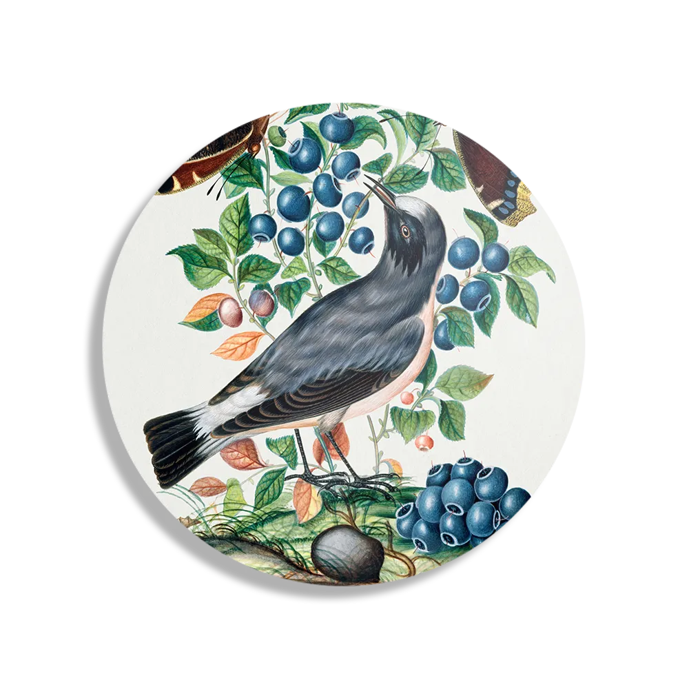 Schilderij Prent Natuur Vogel en Bloemen 06 Rond – Muurcirkel Template TP DB Rond Vintage 6 1