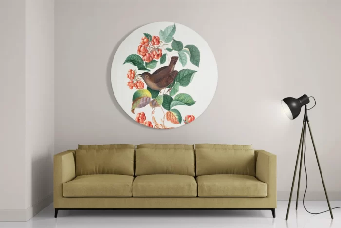 Schilderij Prent Natuur Vogel en Bloemen 08 Rond – Muurcirkel Template TP DB Rond Vintage 8 2