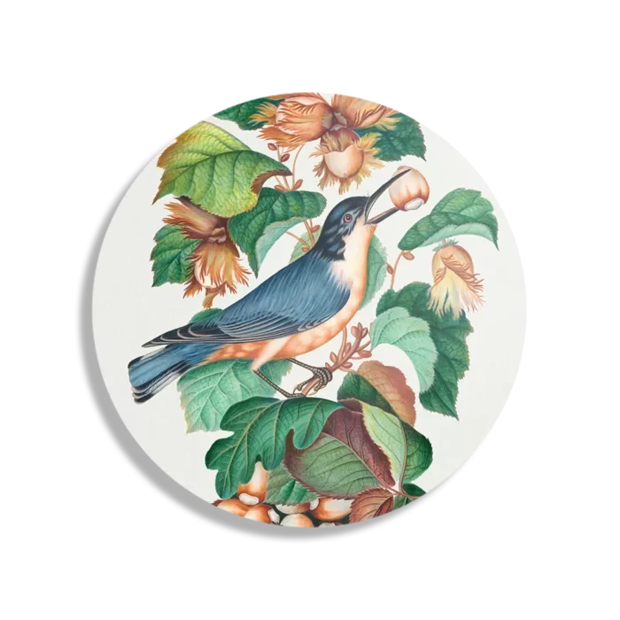Schilderij Prent Natuur Vogel en Bloemen 09 Rond – Muurcirkel Template TP DB Rond Vintage 9 1