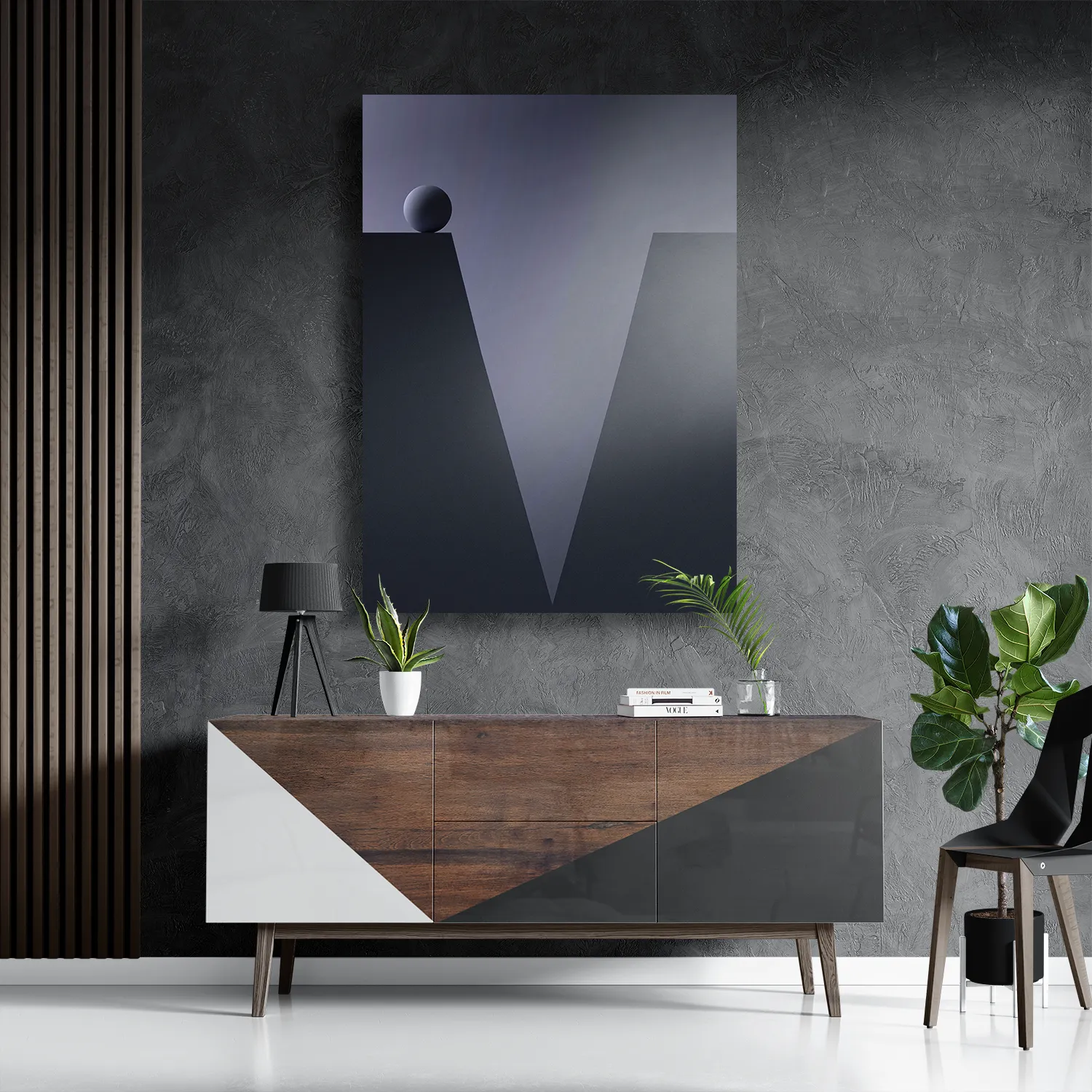 Schilderij letter V Rechthoek Verticaal Template DB 50 70 Verticaal Abstract 05 3