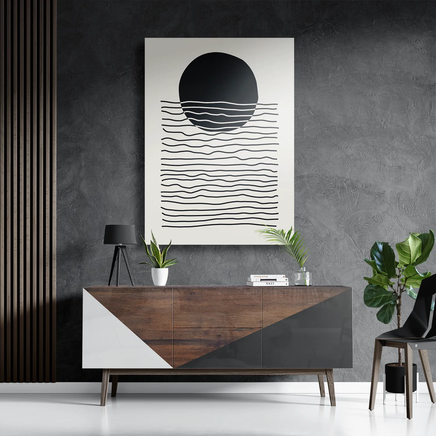 Schilderij Scandinavisch Basis Zwart Rechthoek Verticaal Template DB 50 70 Verticaal Abstract 11 3