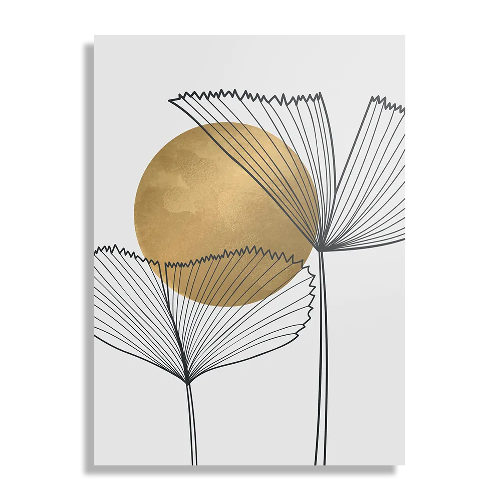 Schilderij Scandinavisch Design Plant met Goud Element 01 Rechthoek Verticaal Template DB 50 70 Verticaal Abstract 112 1