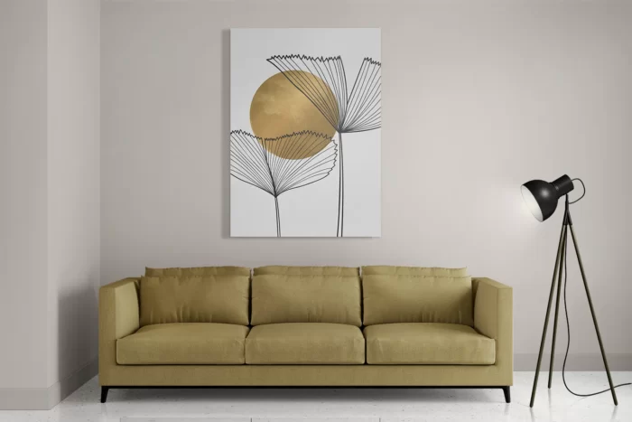 Schilderij Scandinavisch Design Plant met Goud Element 01 Rechthoek Verticaal Template DB 50 70 Verticaal Abstract 112 2