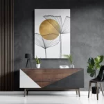 Schilderij Scandinavisch Design Plant met Goud Element 01 Rechthoek Verticaal Template DB 50 70 Verticaal Abstract 112 3