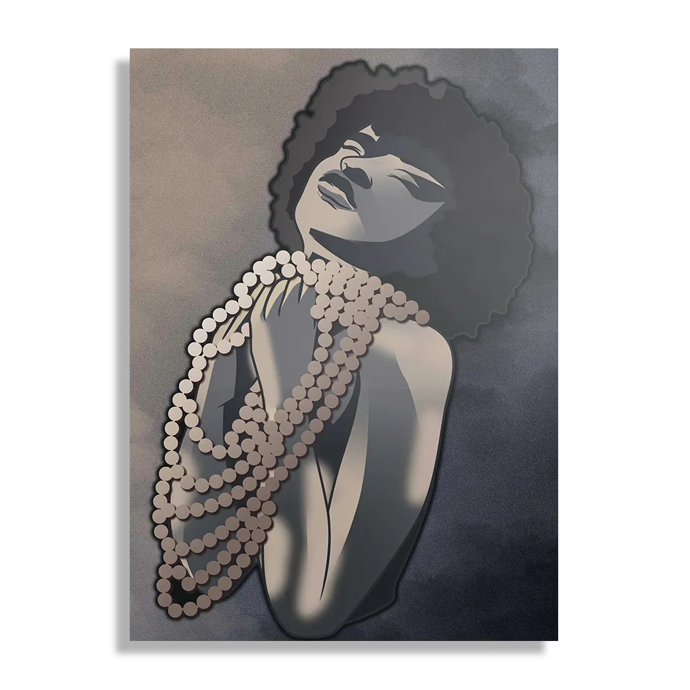 Schilderij Afrikaanse Vrouw met Parelketting Kunst Rechthoek Verticaal Template DB 50 70 Verticaal Abstract 119 1