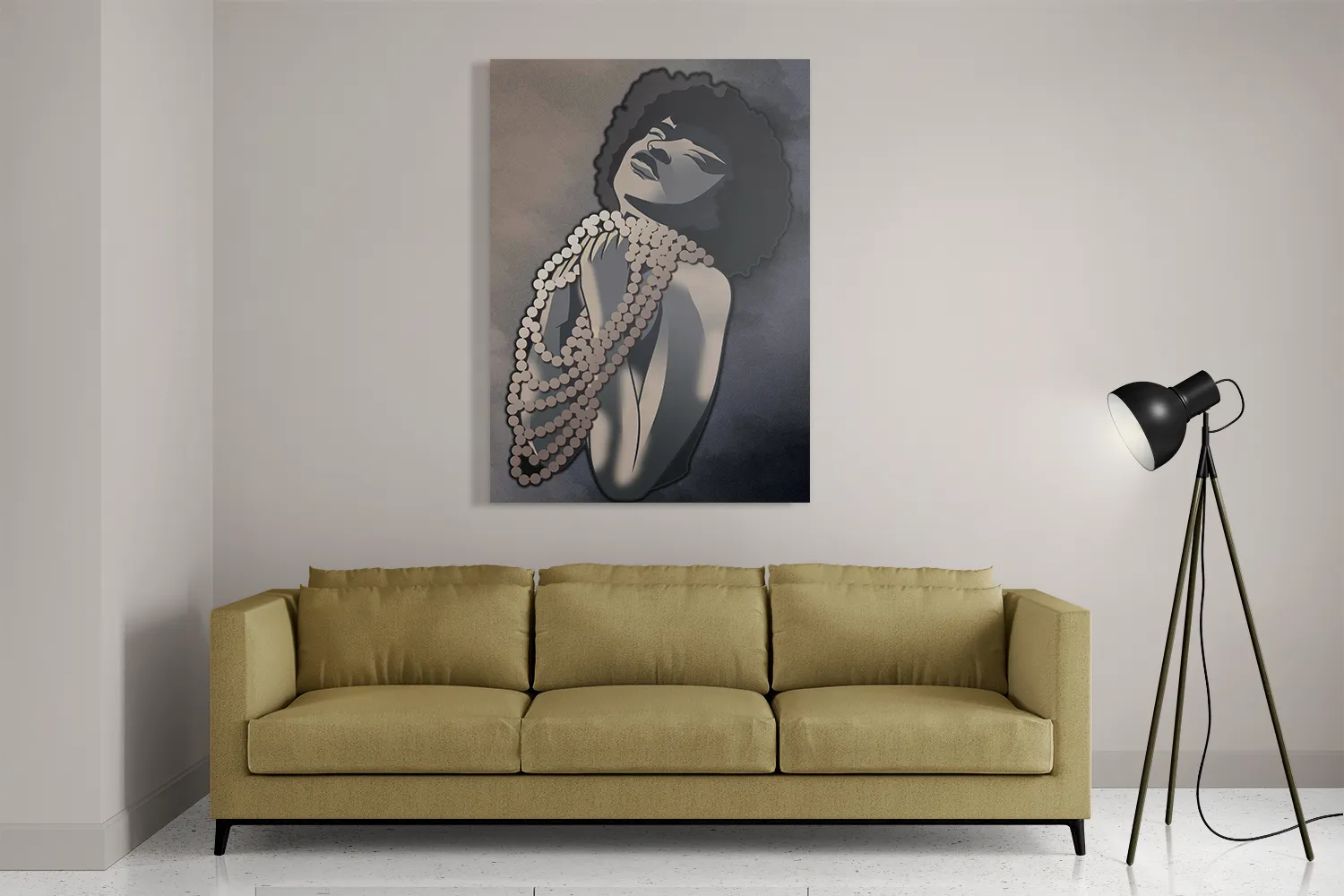 Schilderij Afrikaanse Vrouw met Parelketting Kunst Rechthoek Verticaal Template DB 50 70 Verticaal Abstract 119 2