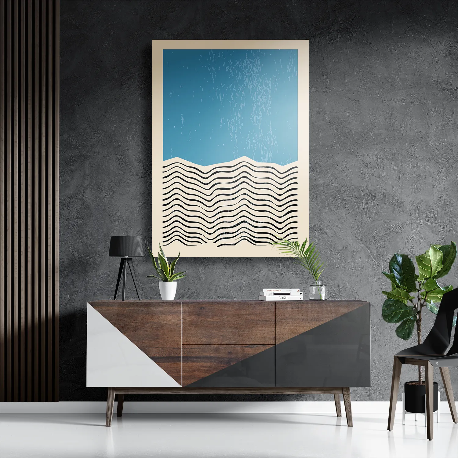 Schilderij Scandinavisch Basis Blauw Rechthoek Verticaal Template DB 50 70 Verticaal Abstract 13 3