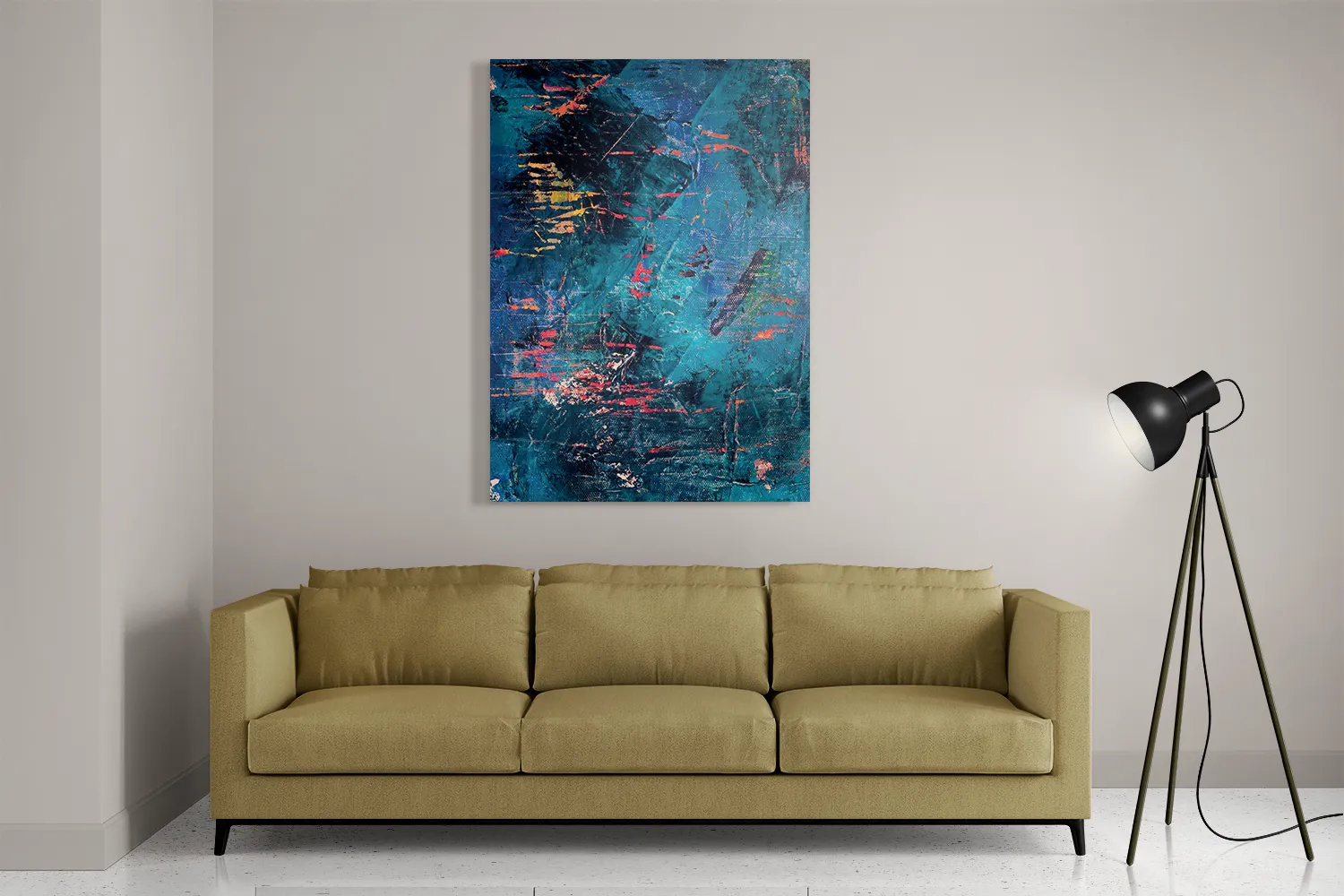 Schilderij Het blauwe schilderwerk Rechthoek Verticaal Template DB 50 70 Verticaal Abstract 15 2