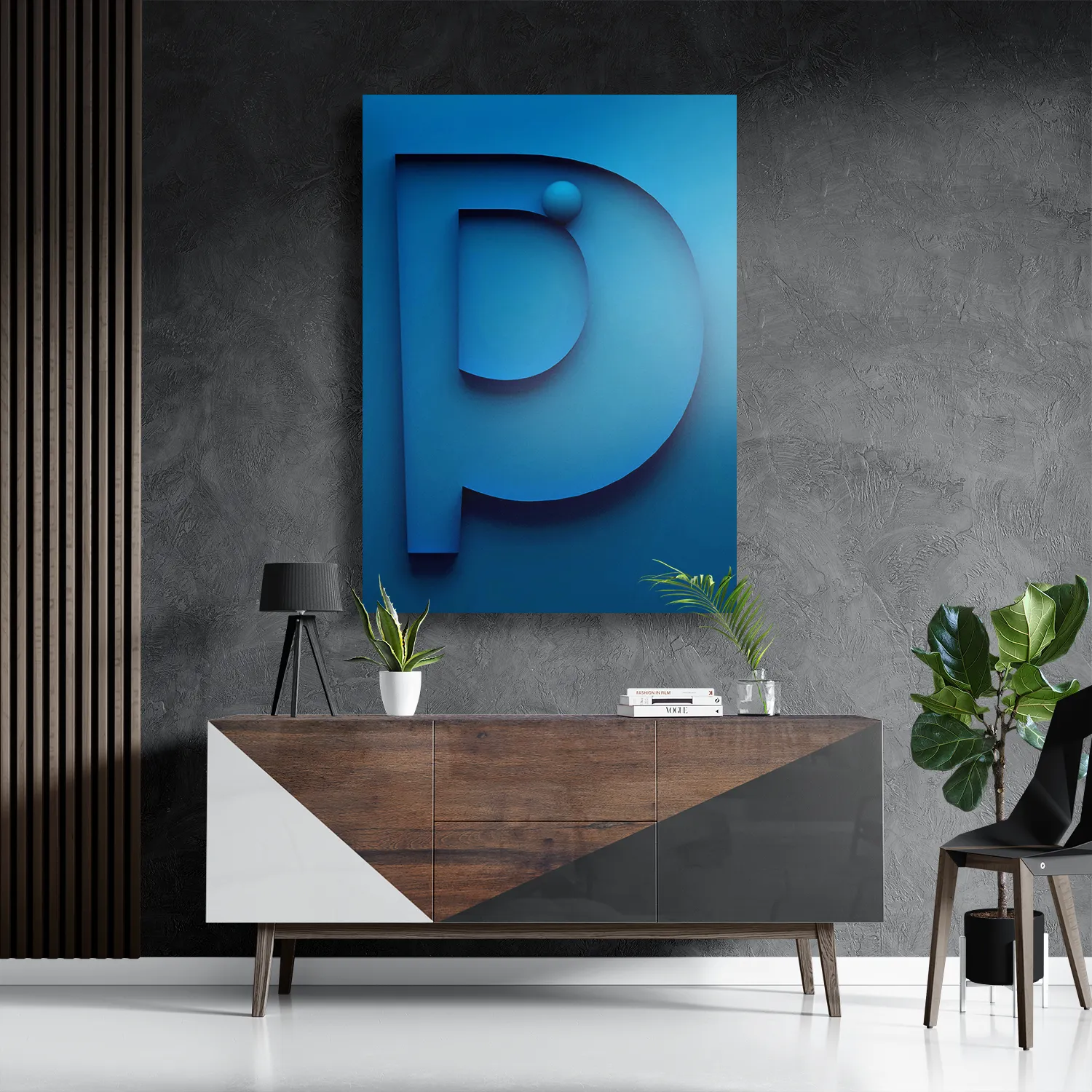 Schilderij Letter P Rechthoek Verticaal Template DB 50 70 Verticaal Abstract 16 3