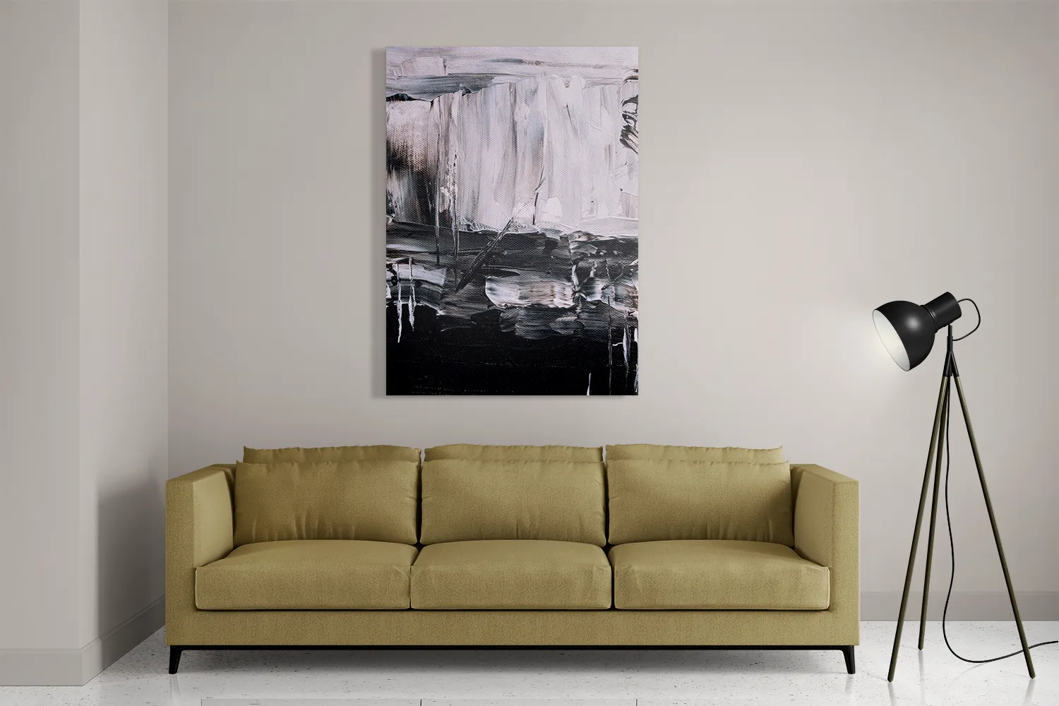 Schilderij Zwart wit schilderwerk Rechthoek Verticaal Template DB 50 70 Verticaal Abstract 17 2