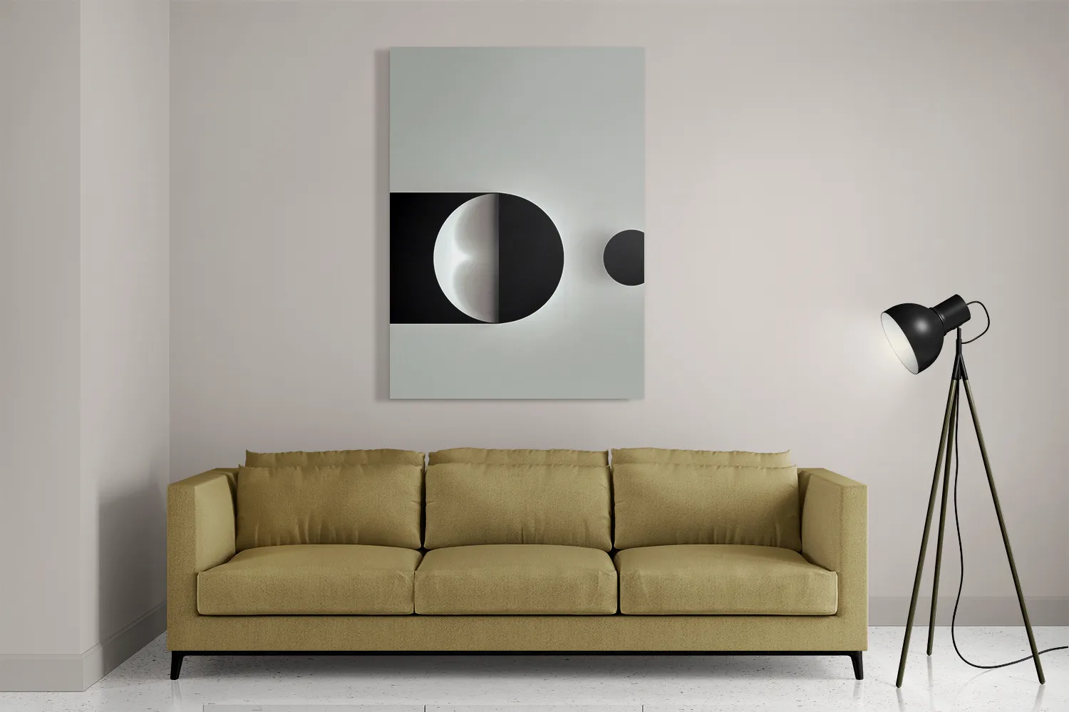 Schilderij Scandinavisch Wit met Zwart Element 01 Rechthoek Verticaal Template DB 50 70 Verticaal Abstract 21 2